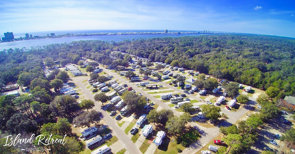 Aerial view of RVs