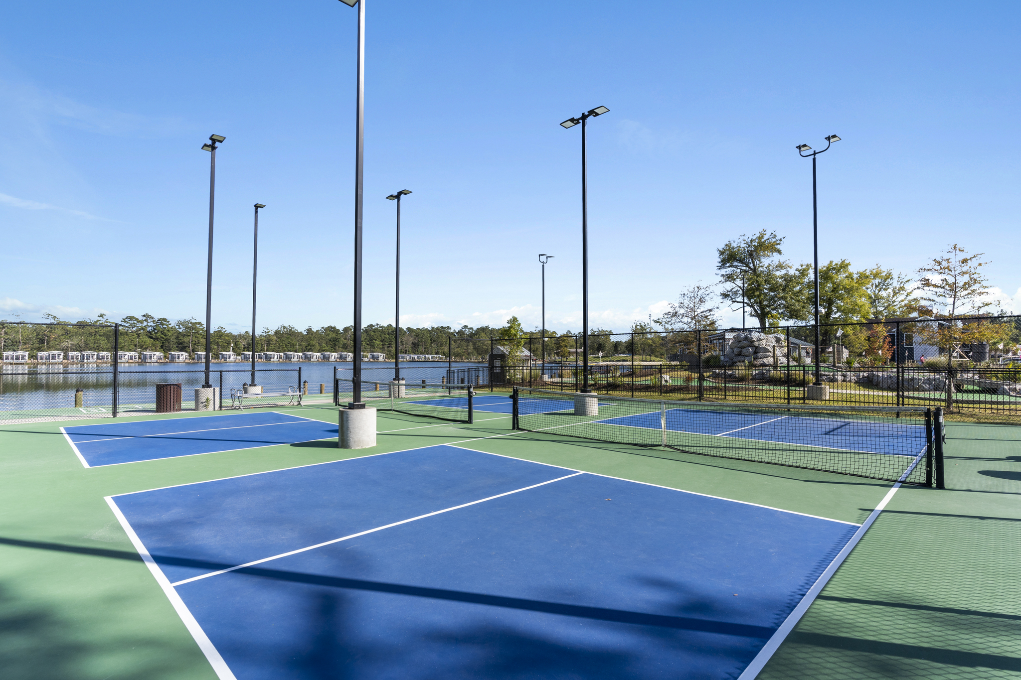 Pickleball court during the day 