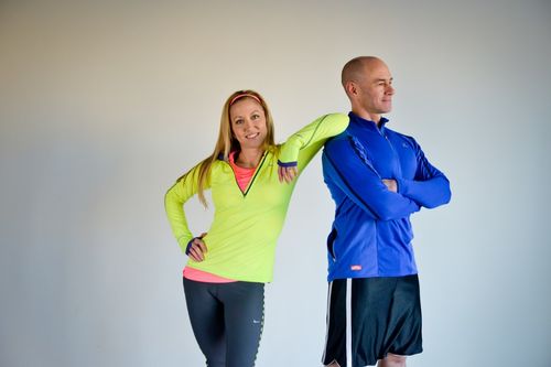 two people in workout gear